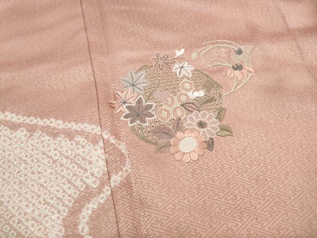 平和屋着物■中国三大刺繍 スワトウ刺繍 汕頭刺繍 訪問着 絞り 道長花丸文 銀糸 正絹 逸品 DABG4800qa