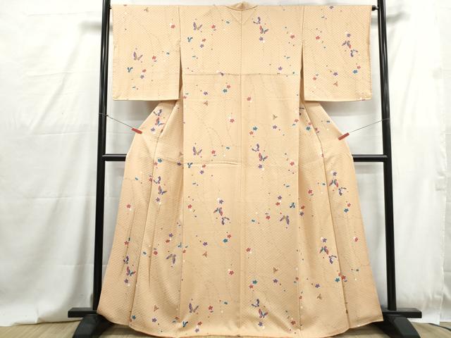 平和屋着物■上質な小紋 絞り 花蝶文 金彩 正絹 逸品 DABG4801qa