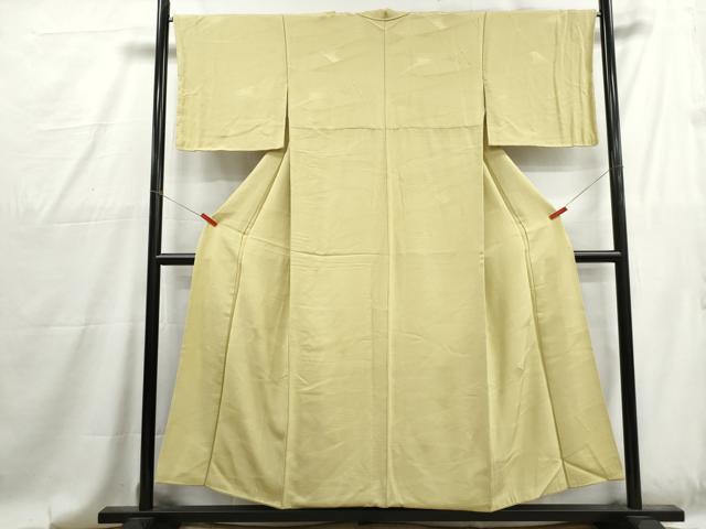 平和屋着物■上質な色無地 幾何学地紋 淡黄色 正絹 逸品 DABG4802qa