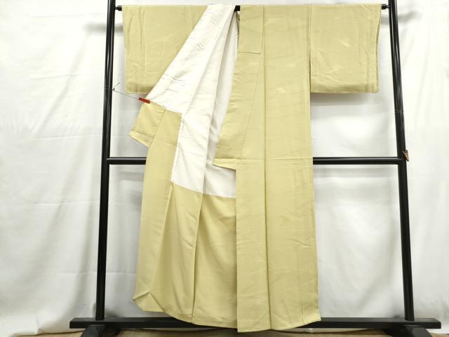 平和屋着物■上質な色無地 幾何学地紋 淡黄色 正絹 逸品 DABG4802qa