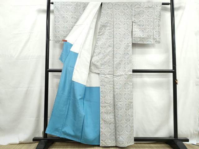 平和屋着物■上質な紬 亀甲花文 正絹 逸品 DABG4810qa