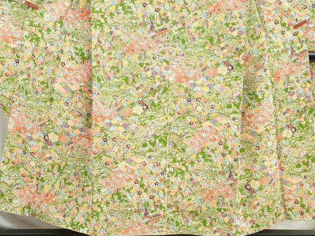 平和屋着物■豪華振袖 型染 飛鶴花文 松竹梅 鬼しぼ縮緬 正絹 逸品 DABG4830qa