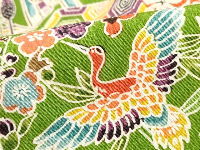 平和屋着物■豪華振袖 型染 飛鶴花文 松竹梅 鬼しぼ縮緬 正絹 逸品 DABG4830qa