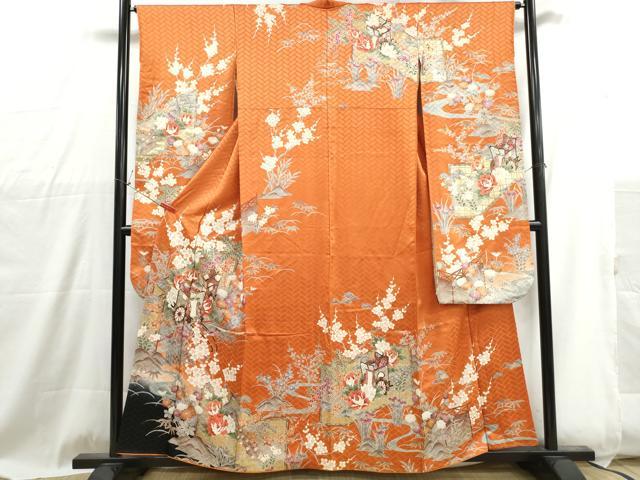 平和屋着物■豪華振袖 駒刺繍 御所車孔雀花文 暈し染め 金彩 正絹 逸品 DABG4864qa