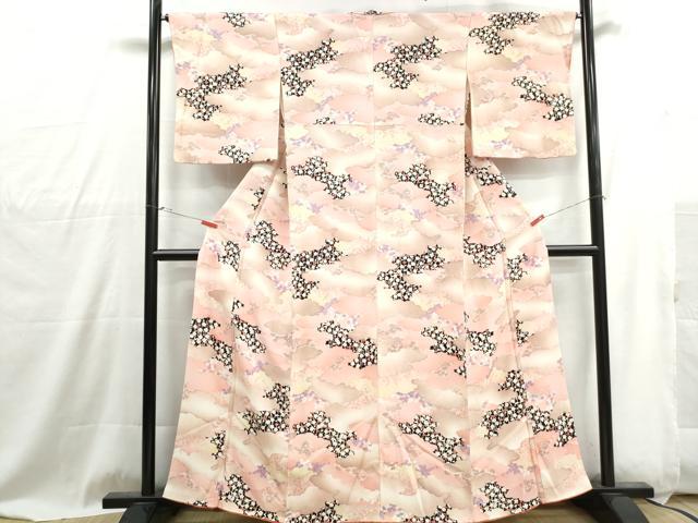 平和屋着物■上質な小紋 雲取り枝梅文 暈し染め 鬼しぼ縮緬 正絹 逸品 DABG4869qa