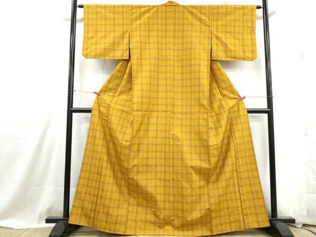 平和屋着物■上質な紬 格子文 正絹 逸品 DABG4899qa