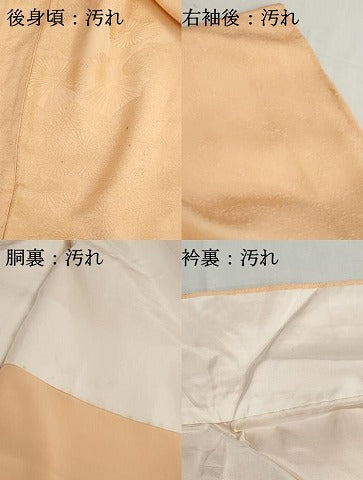 平和屋着物■上質な色無地 菊尽くし地紋 洒落柿色 正絹 逸品 DABG4913qa