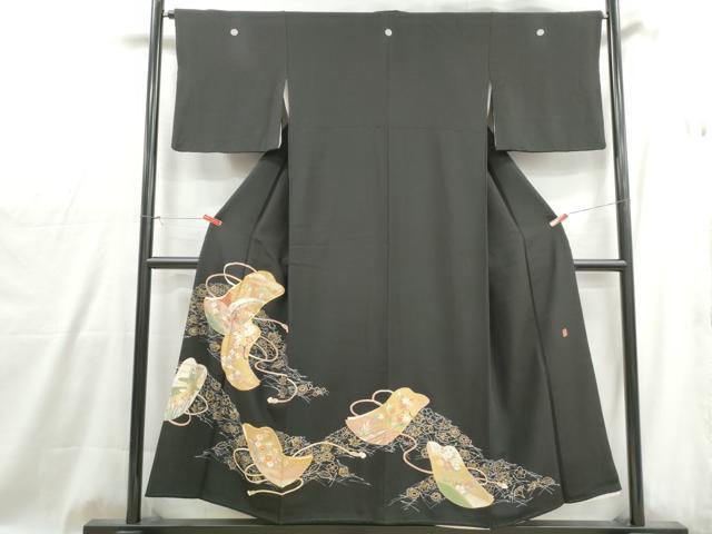 平和屋着物■豪華黒留袖 作家物 駒刺繍 渡橋風景文 金彩 正絹 逸品 DABG4919qa