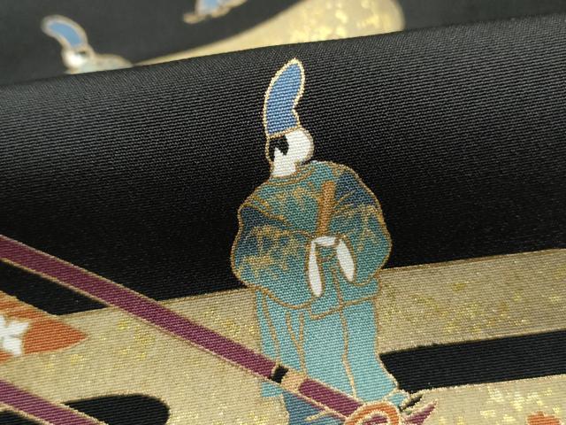 平和屋着物■豪華黒留袖 駒刺繍 人物御所車笹松文 金彩 正絹 逸品 DABG4921qa