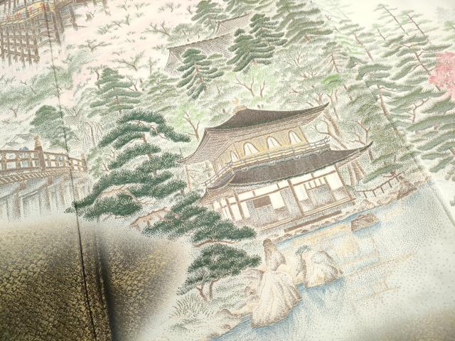 平和屋着物■豪華黒留袖 寿光織 京洛名所園 暈し染め 金糸 正絹 逸品 DABG4924qa