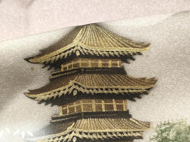 平和屋着物■訪問着 風景樹林文 暈し染め 金彩 正絹 逸品 DABG4926qa