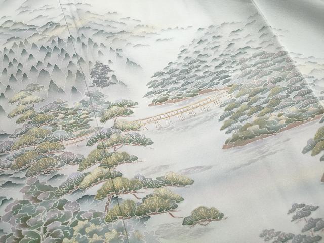 平和屋着物■訪問着 作家物 風景樹林文 暈し染め 金彩 正絹 逸品 DABG4934qa
