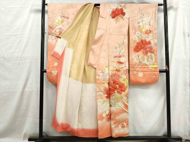 平和屋着物■豪華振袖 総刺繍 駒刺繍 流水花車文 暈し染め 金銀糸 正絹 逸品 DABG4936qa