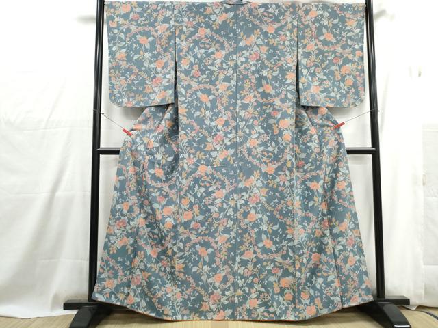 平和屋着物■上質な小紋 更紗花文 正絹 逸品 DABG4938qa