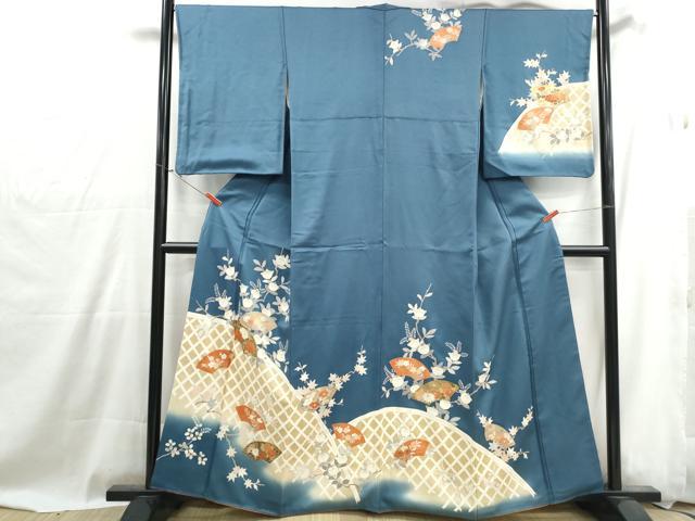平和屋着物■訪問着 駒刺繍 地紙枝花文 暈し染め 金彩 正絹 逸品 DABG4943qa