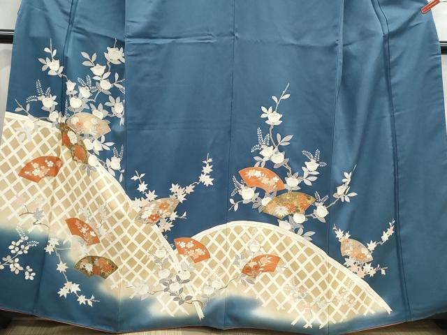 平和屋着物■訪問着 駒刺繍 地紙枝花文 暈し染め 金彩 正絹 逸品 DABG4943qa