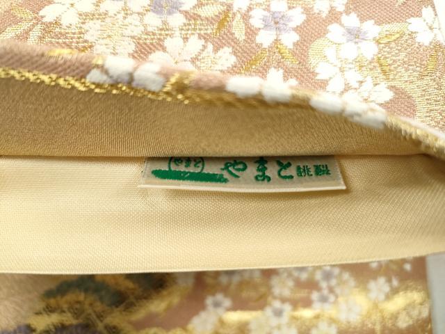 平和屋着物◎六通柄袋帯 唐織 御所車花松文 金銀糸 やまと誂製 正絹 逸品 DABG4954qa