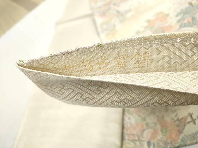 平和屋着物◎本箔佐賀錦 六通柄袋帯 孔雀花文 金銀糸 正絹 逸品 DABG4955qa