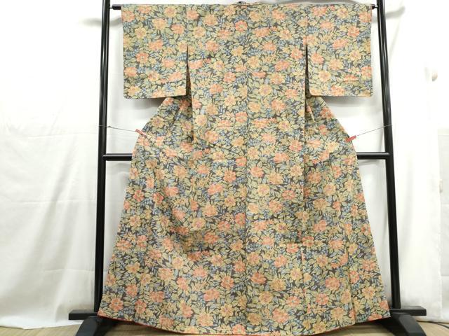 平和屋着物■本場染大島紬 枝花尽くし 正絹 逸品 DABG4987qa