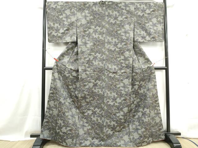 平和屋着物■上質な紬 草花文 正絹 逸品 DABG4988qa