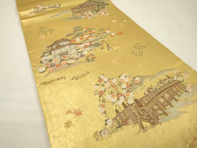 平和屋本店●六通柄袋帯 京洛絵文 本金箔 金泥箔 正絹 逸品 DABG5058fe