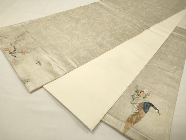 平和屋本店●太鼓柄袋帯 唐織 孔雀絵文 本金箔 金泥箔 正絹 逸品 DABG5064fe