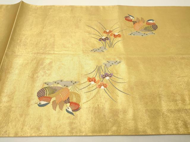 平和屋本店●六通柄袋帯 唐織 天の橋立絵文 本金箔 金泥箔 正絹 逸品 DABG5066fe
