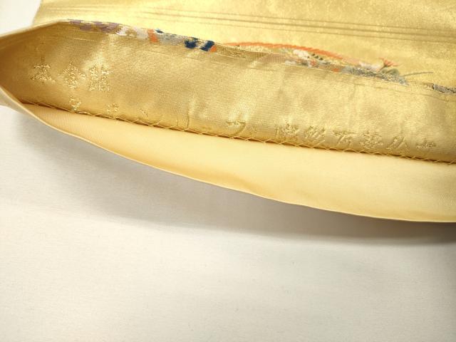 平和屋本店●太鼓柄袋帯 唐織 名品シリーズ 扇彩万葉絵文 本金箔 金泥箔 正絹 逸品 DABG5069fe