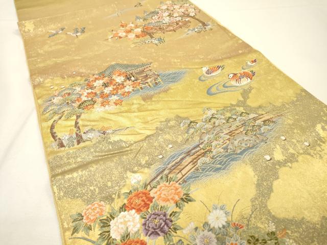 平和屋本店●太鼓柄袋帯 唐織 日本名勝絵文 桃山 障碧箔 本金箔 金泥箔 正絹 逸品 DABG5074fe