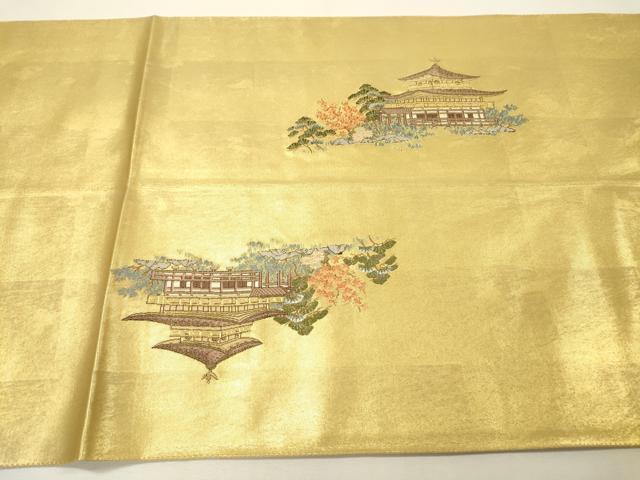 平和屋本店●太鼓柄袋帯 唐織 日本名勝絵文 桃山 障碧箔 本金箔 金泥箔 正絹 逸品 DABG5074fe