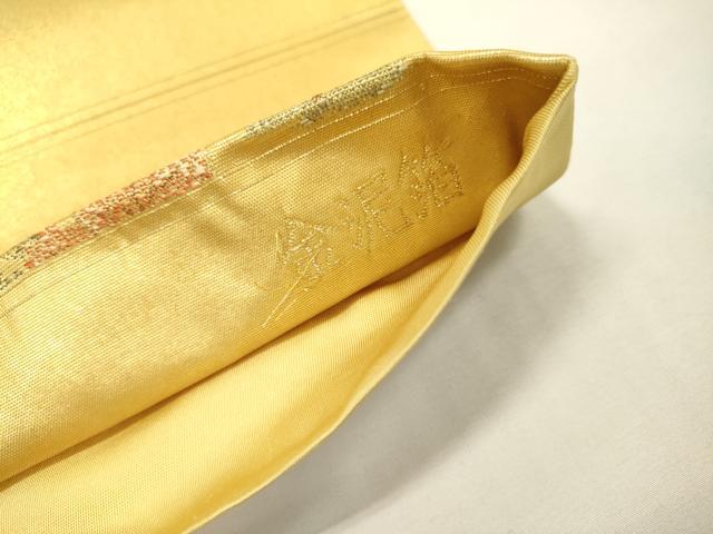 平和屋本店●太鼓柄袋帯 唐織 保津峡絵文 本金箔 金泥箔 正絹 逸品 未使用 DABG5084fe