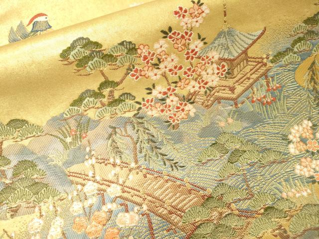 平和屋本店●六通柄袋帯 唐織 一休庵好絵文 本金箔 金泥箔 正絹 逸品 DABG5085fe