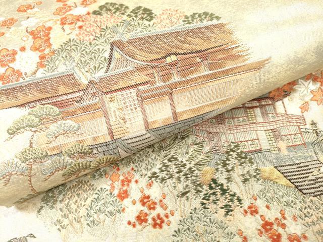 平和屋本店●太鼓柄袋帯 唐織 東照宮絵文 本金箔 白金泥箔 正絹 逸品 DABG5194fe