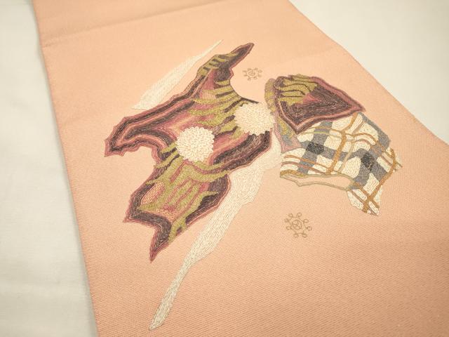 平和屋着物▼太鼓柄袋帯 作家物 総刺繍 幾何学 正絹 逸品 DABG5274fe