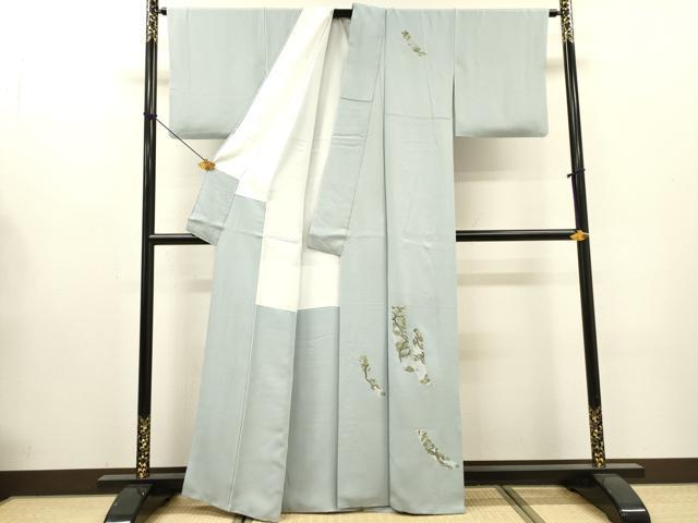 平和屋着物▼訪問着 総刺繍 短冊花松文 金銀糸 正絹 逸品 DABG5309fe