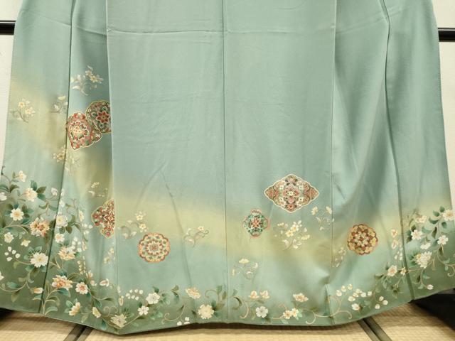 平和屋着物▼訪問着 刺繍 正倉院更紗花唐草文 暈し染 金糸 正絹 逸品 DABG5321fe