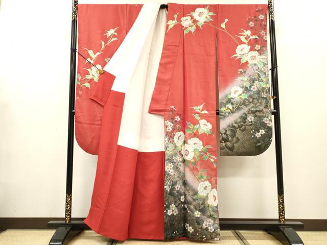 平和屋着物▼豪華振袖 花鳥文 暈し染 金銀彩 金通し地 正絹 逸品 DABG5327fe
