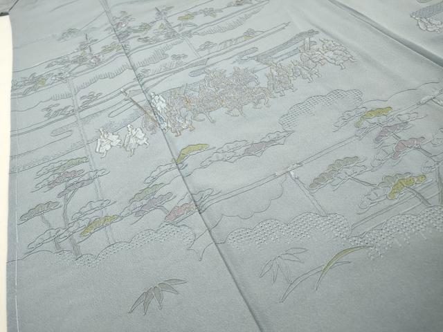 平和屋着物▼中国三大刺繍 スワトウ刺繍 汕頭刺繍 総刺繍 訪問着 人物風景 金糸 正絹 逸品 未使用 DABG5335fe