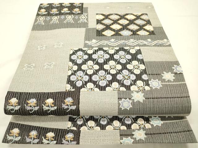 平和屋着物▽極上 中国三大刺繍 相良刺繍 総刺繍 袋帯 スリーシーズン 春夏秋 色紙花文 金銀糸 正絹 逸品 DABG5365fe