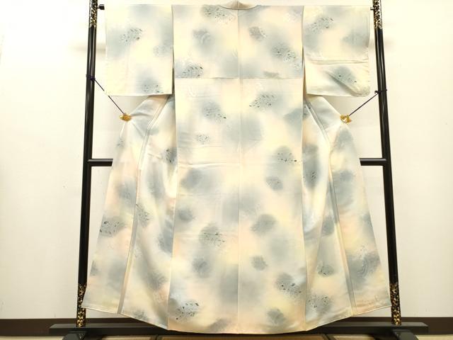 平和屋着物●上質な小紋 地紋起こし 花絵皿文 暈し染 正絹 逸品 DABG5444fe
