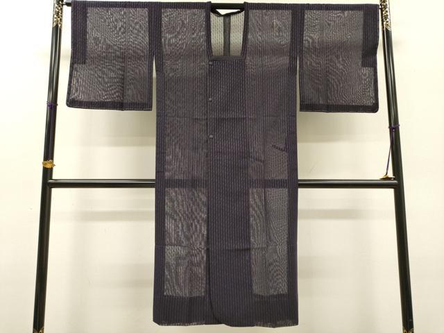 平和屋着物▽道行コート スリーシーズン 春夏秋 塵除け 縞 ロング丈 未使用 DABG5502fe