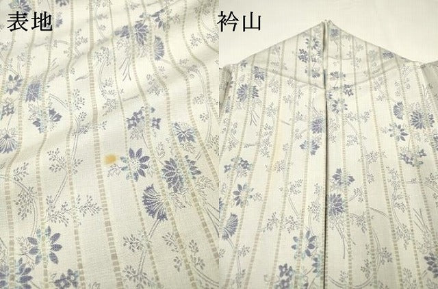 平和屋着物▽上質なお召 単衣 草花文 正絹 逸品 DABG5532fe