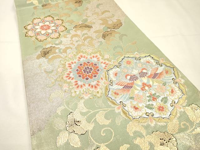 平和屋着物▼六通柄袋帯 唐織 向かい鳥正倉院花文 金銀糸 正絹 逸品 DABG5602fe