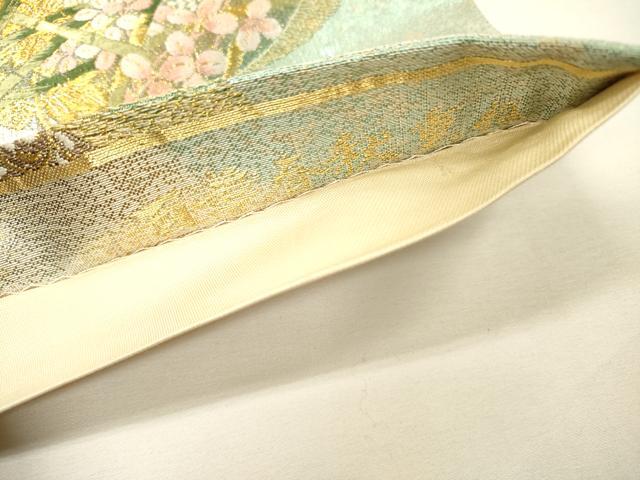 平和屋着物▼六通柄袋帯 唐織 百華春秋重ね 金銀糸 正絹 逸品 未使用 DABG5608fe