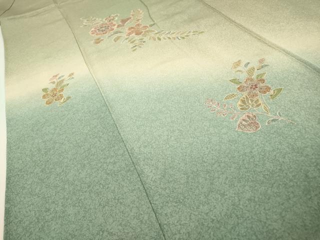 平和屋着物▼中国三大刺繍 スワトウ刺繍 汕頭刺繍 総刺繍 訪問着 草花 暈し染 正絹 逸品 DABG5639fe
