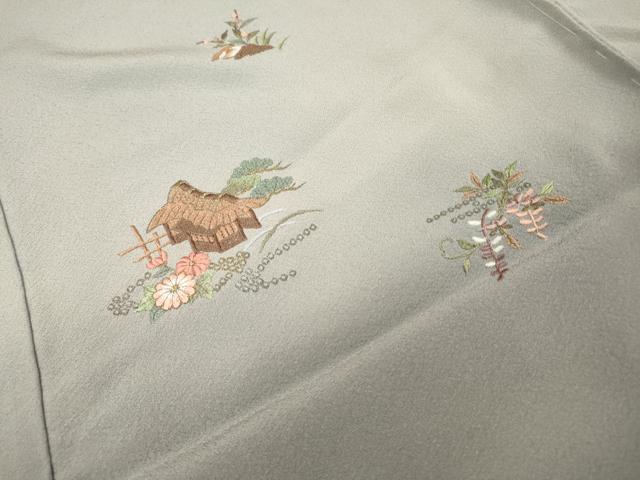 平和屋着物▼訪問着 総刺繍 風景籬花文 暈し染 金糸 仮絵羽 正絹 逸品 未使用 DABG5653fe