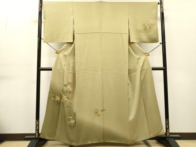 平和屋着物▼訪問着 螺鈿 葡萄蔦の葉文 暈し染 金彩 やまと誂製 正絹 逸品 DABG5656fe