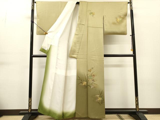 平和屋着物▼訪問着 螺鈿 葡萄蔦の葉文 暈し染 金彩 やまと誂製 正絹 逸品 DABG5656fe