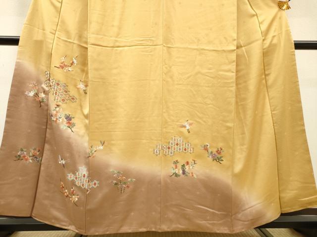 平和屋着物▼訪問着 総刺繍 飛鶴花文 暈し染 正絹 逸品 DABG5662fe
