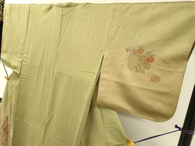 平和屋着物▼中国三大刺繍 スワトウ刺繍 汕頭刺繍 相良刺繍 総刺繍 訪問着 雪輪芝花文 暈し染 正絹 逸品 DABG5668fe